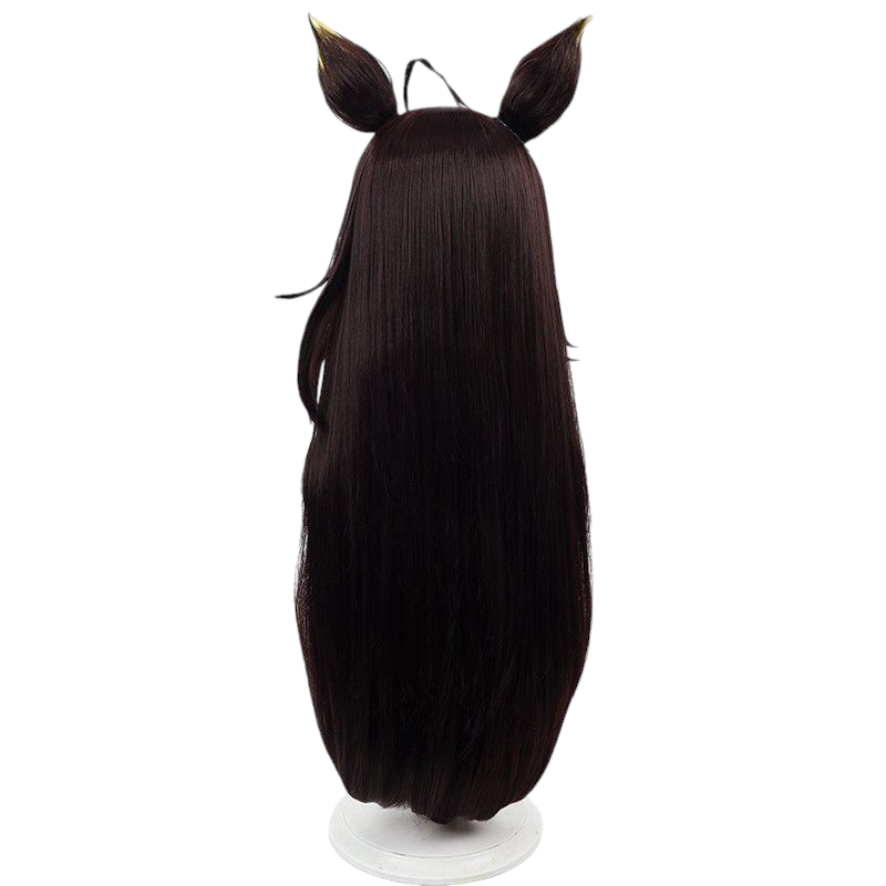 Black Uma Musume Dream Journey Cosplay Wig - Multi-Color Highlighted with Ears and Tail