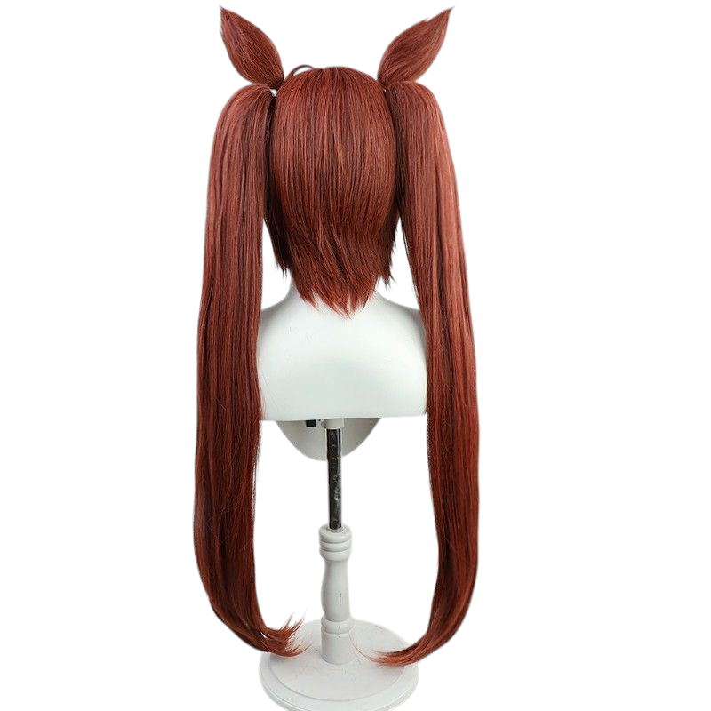Saddle Brown Uma Musume Daiwa Scarlet Cosplay Wig - Dual Tiger Clips with Ears