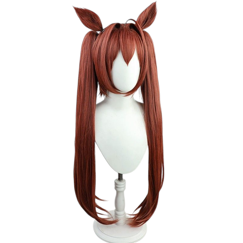 Saddle Brown Uma Musume Daiwa Scarlet Cosplay Wig - Dual Tiger Clips with Ears