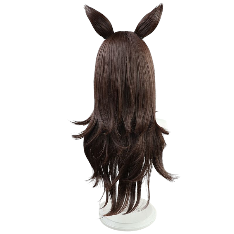 Dark Slate Gray Uma Musume Rice Shower Cosplay Wig - Deep Brown with Flipped Ends