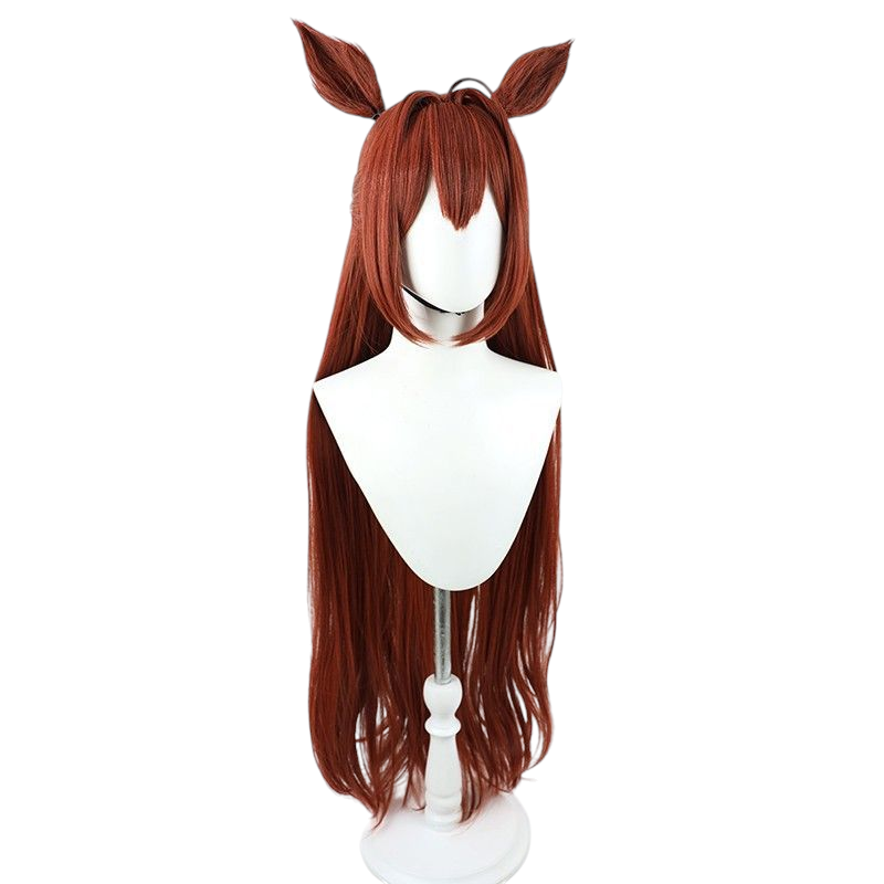 White Smoke Uma Musume Daiwa Scarlet Christmas Card Cosplay Wig - Long Brown Hair