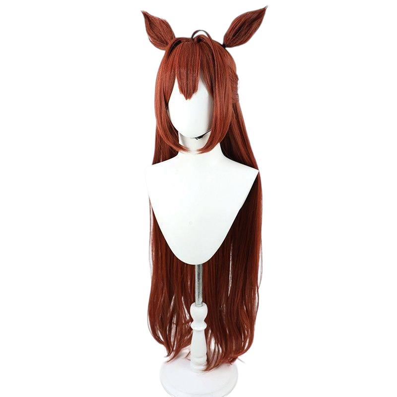 White Smoke Uma Musume Daiwa Scarlet Christmas Card Cosplay Wig - Long Brown Hair