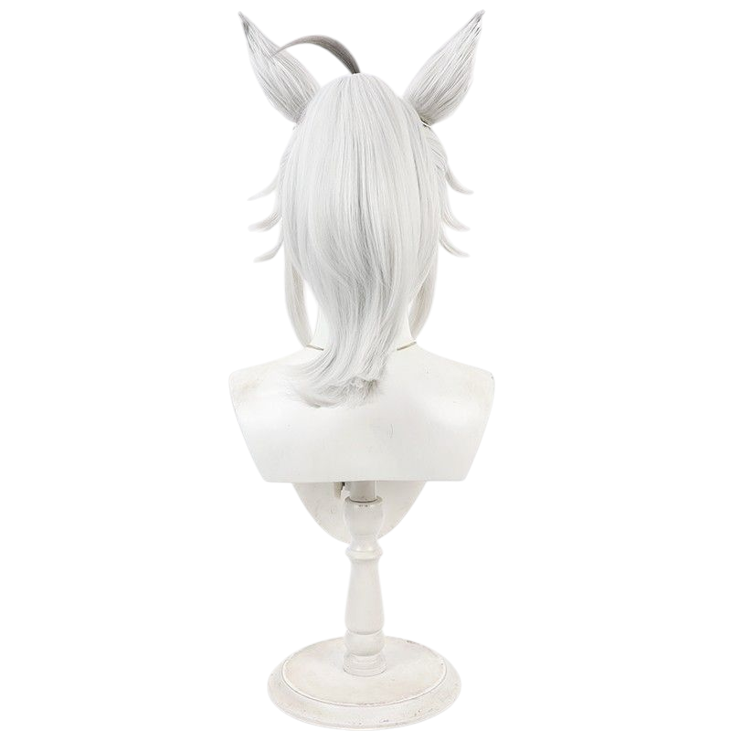 Light Gray Uma Musume Oguri Cap Cosplay Wig - Chestnut High Ponytail with Ears