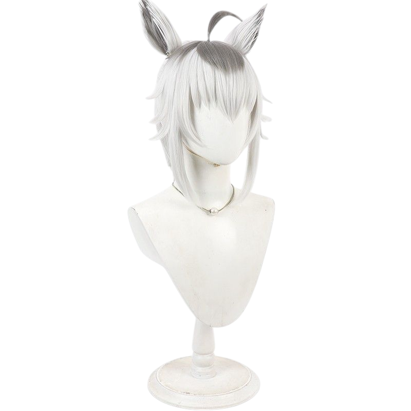 Beige Uma Musume Oguri Cap Cosplay Wig - Chestnut High Ponytail with Ears