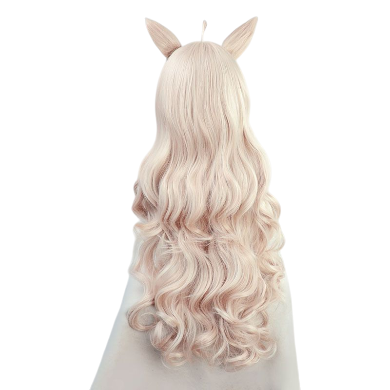 Gray Uma Musume Biwa Hayahide Cosplay Wig - Wavy Brown with Same Color Tail