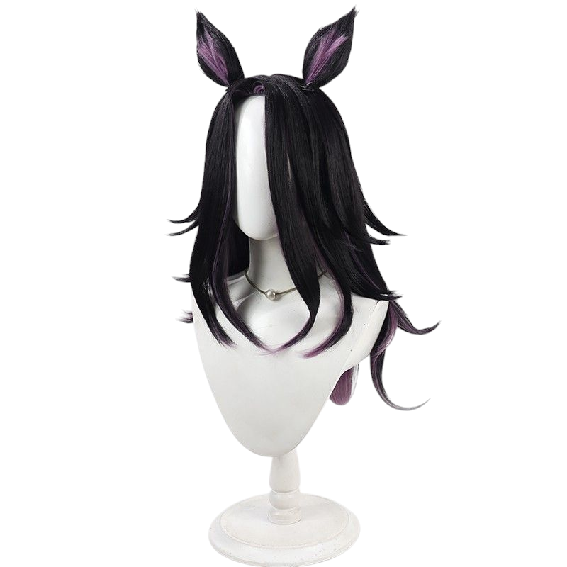 Black Uma Musume Super Creek Cosplay Wig - Same Color Ears and Tail