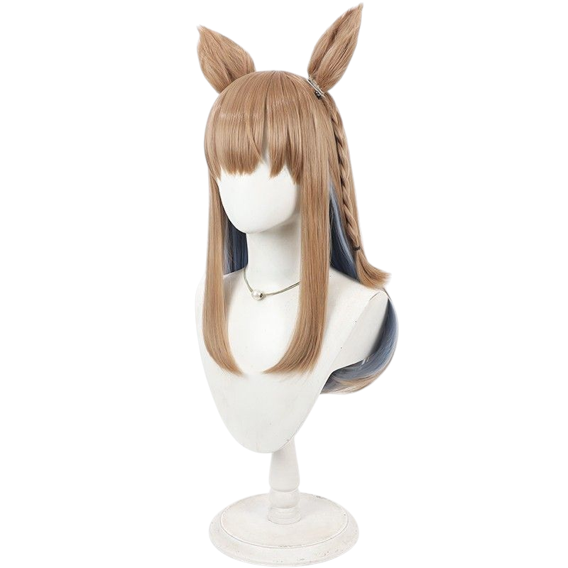 Light Gray Uma Musume Mejiro Ryan Cosplay Wig - Brown with Highlighted Tail