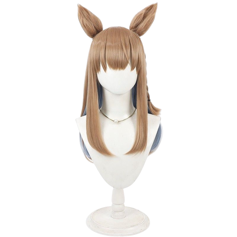 Antique White Uma Musume Mejiro Ryan Cosplay Wig - Brown with Highlighted Tail