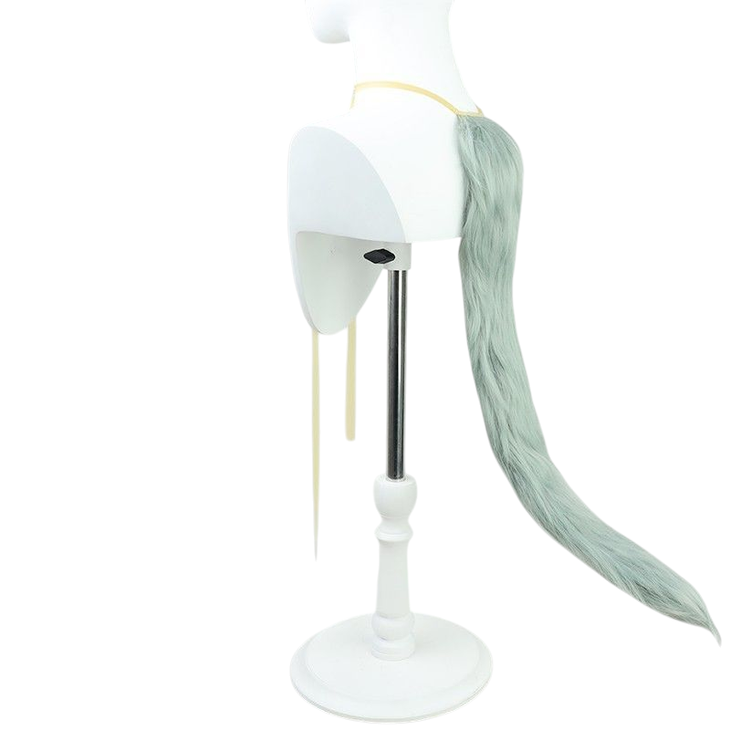 Light Gray Uma Musume Star Cloud Sky Cosplay Wig - Silver Ears and Tail for Celestial Racer