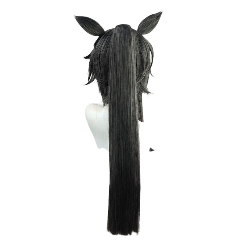 Dark Slate Gray Uma Musume Narita Brian Cosplay Wig - Flipped Ends with Ears and Tail