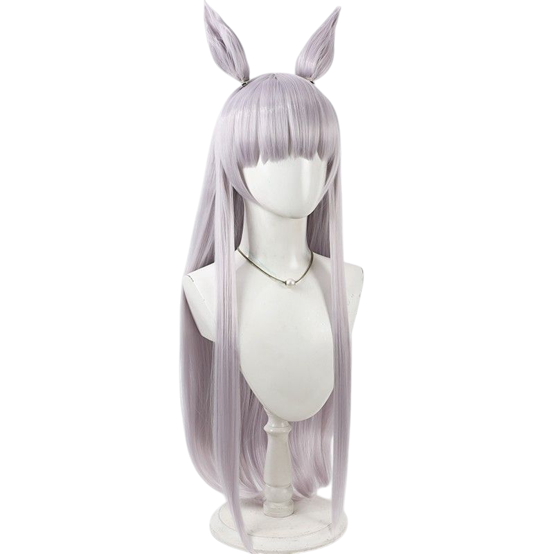 Gray Uma Musume Gold Ship Cosplay Wig - Pale Purple Ears, Tail, and Scalp