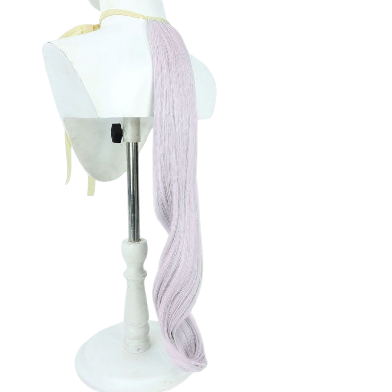 Light Gray Uma Musume Gold Ship Cosplay Wig - Pale Purple Ears, Tail, and Scalp