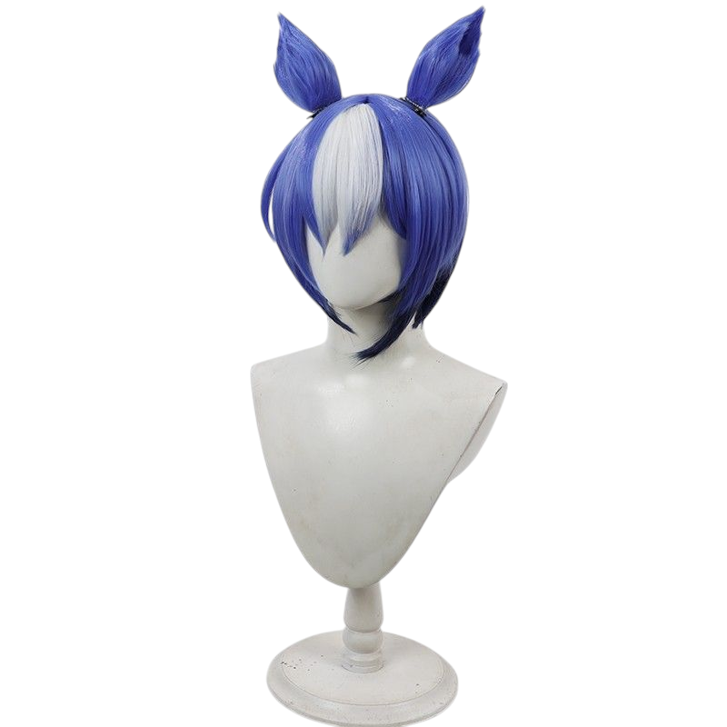 Gray Uma Musume Cesarlio Cosplay Wig - Blue Ears and Tail for Oceanic Grace