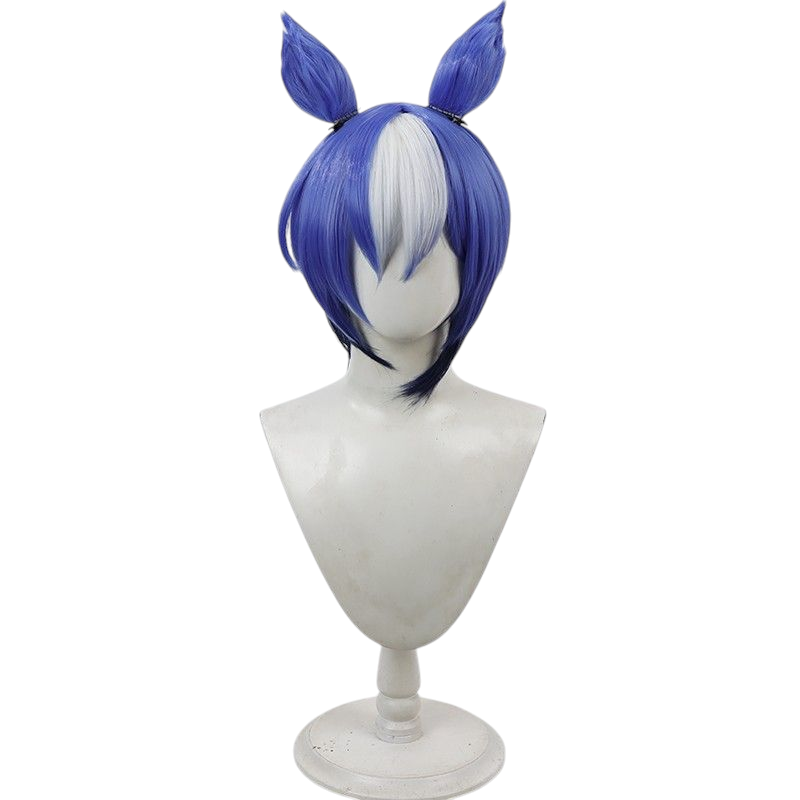 Gray Uma Musume Cesarlio Cosplay Wig - Blue Ears and Tail for Oceanic Grace