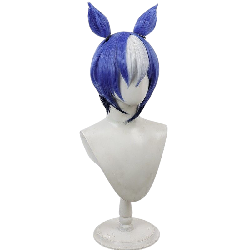 Gray Uma Musume Cesarlio Cosplay Wig - Blue Ears and Tail for Oceanic Grace