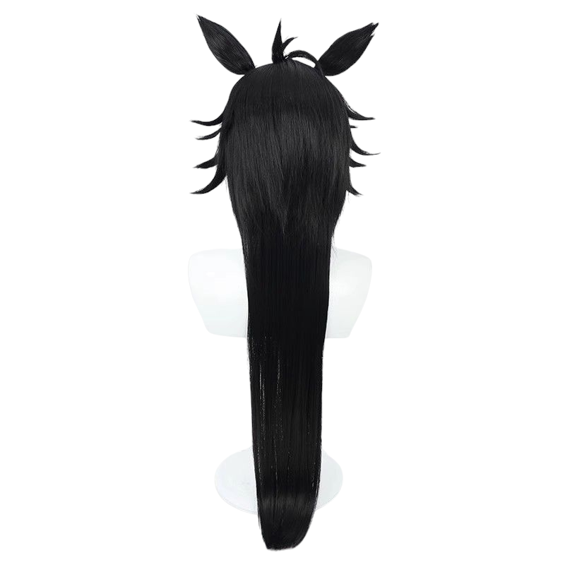 White Smoke Uma Musume Kongo Palace Cosplay Wig - Black Ears and Tail for Celestial Power
