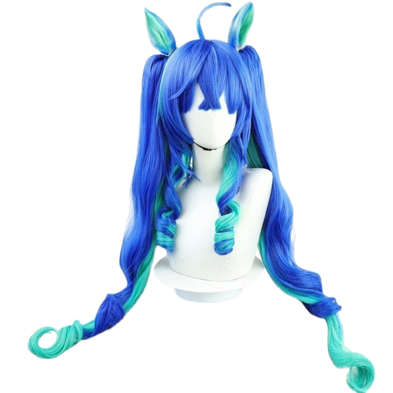 Steel Blue Uma Musume Twin Turbo Cosplay Wig - Ears and Tail for Twin Power