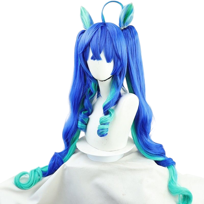 Steel Blue Uma Musume Twin Turbo Cosplay Wig - Ears and Tail for Twin Power