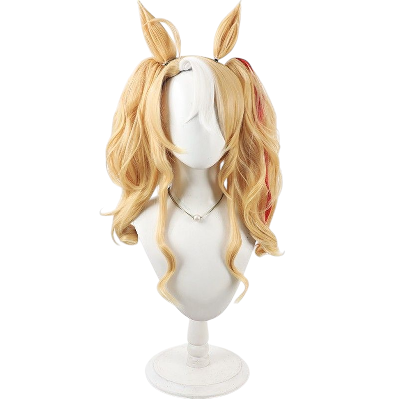 Light Gray Uma Musume Bōichi Pandora Cosplay Wig - Split Ponytail with Ears