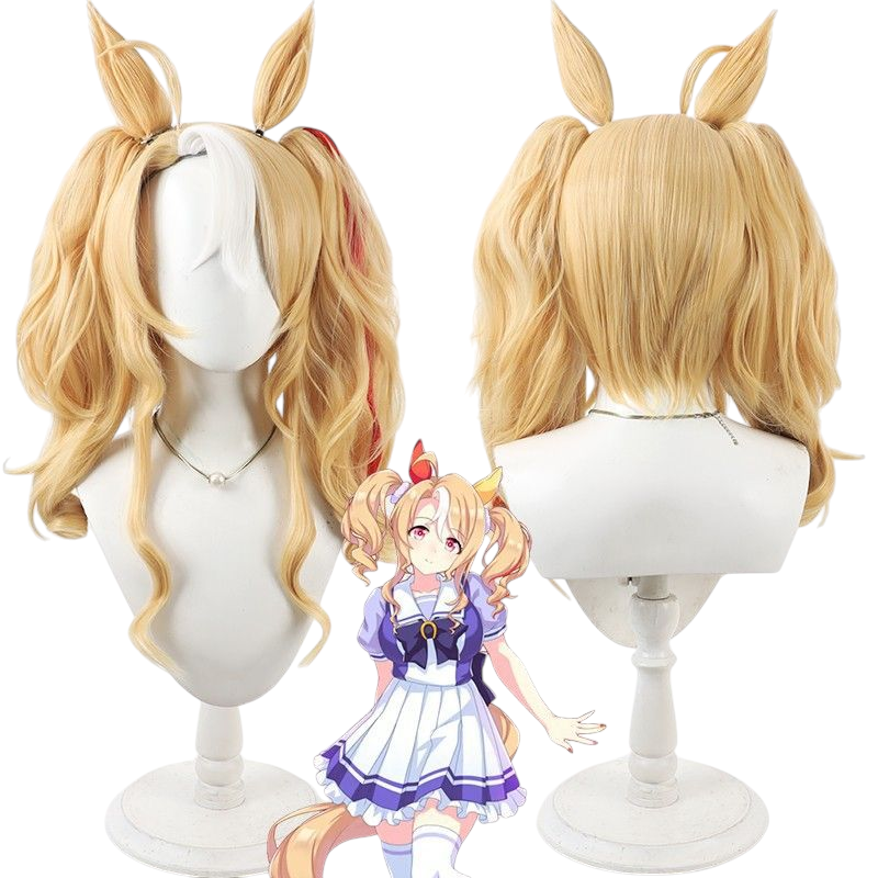 Light Gray Uma Musume Bōichi Pandora Cosplay Wig - Split Ponytail with Ears
