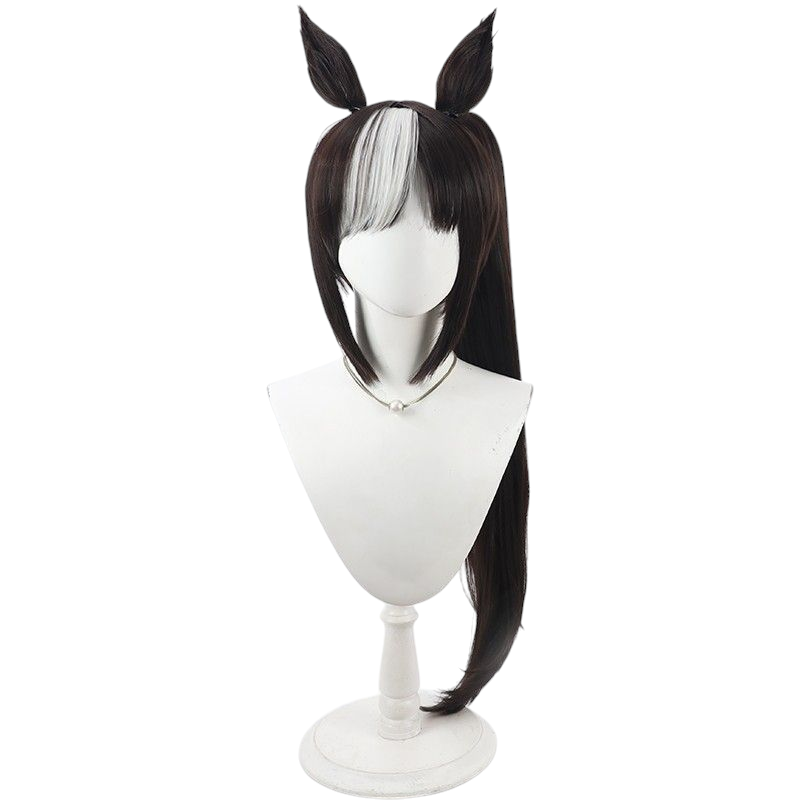Light Gray Uma Musume Hokko Tarumae Swimsuit Cosplay Wig - Brown Split Ponytail