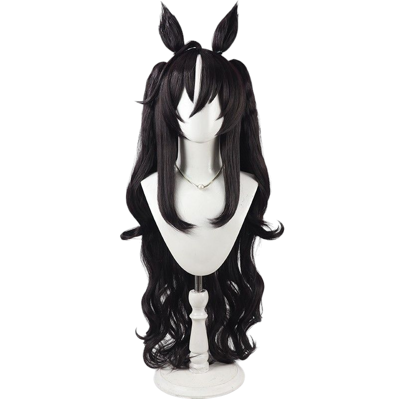 Dark Slate Gray Uma Musume Pretty Derby Satono Diamond Cosplay Set (Wig + Ears & Tail) - Summer Swimsuit / Casual Ver. Long Green Straight Hair