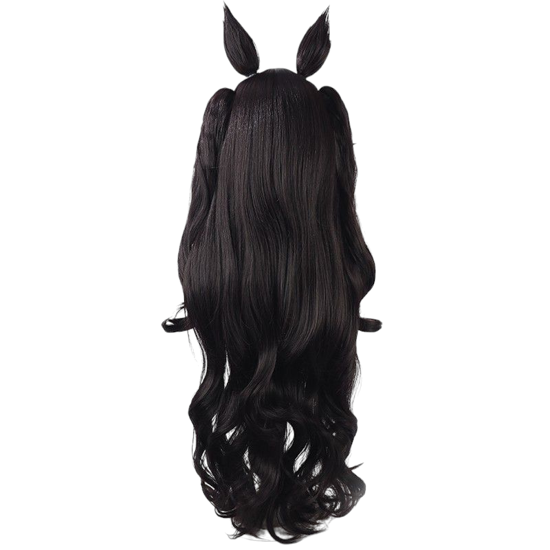 Black Uma Musume Pretty Derby Satono Diamond Cosplay Set (Wig + Ears & Tail) - Summer Swimsuit / Casual Ver. Long Green Straight Hair