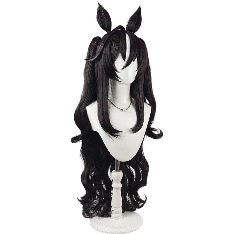 Dark Slate Gray Uma Musume Pretty Derby Satono Diamond Cosplay Set (Wig + Ears & Tail) - Summer Swimsuit / Casual Ver. Long Green Straight Hair
