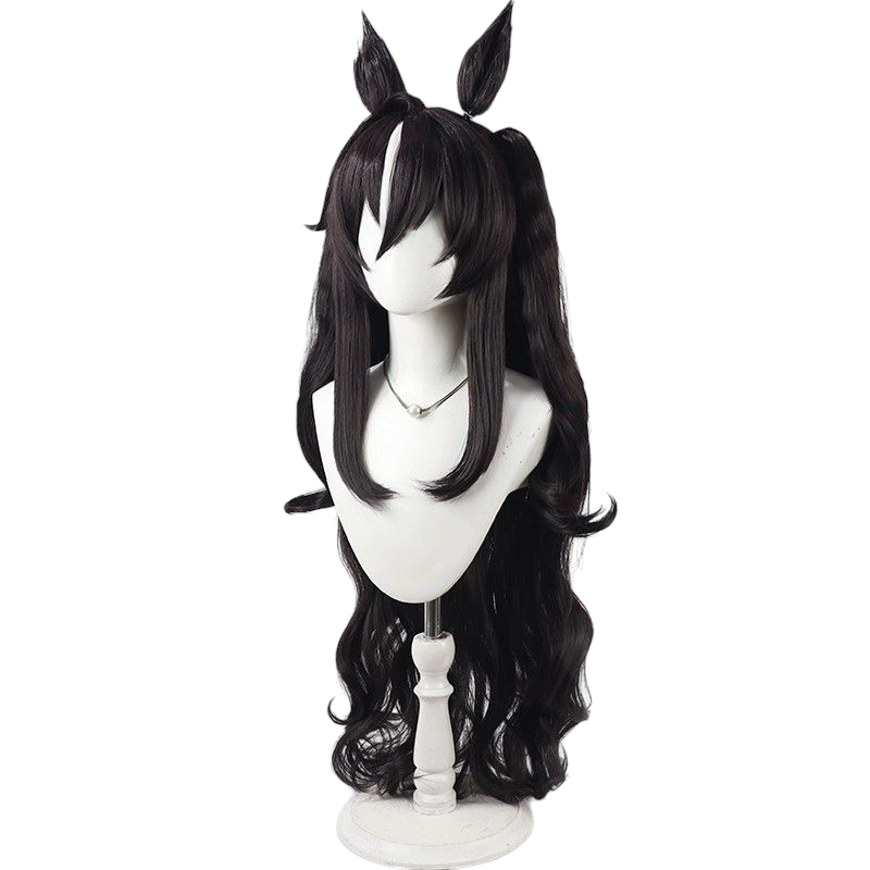 Light Gray Uma Musume Pretty Derby Satono Diamond Cosplay Set (Wig + Ears & Tail) - Summer Swimsuit / Casual Ver. Long Green Straight Hair