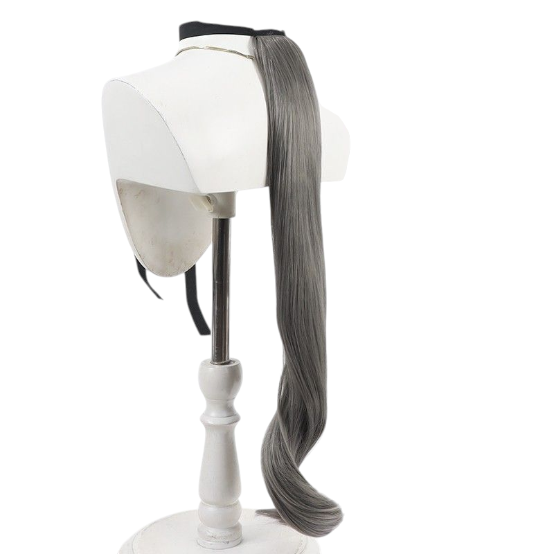 Light Gray Uma Musume Haisai Cosplay Wig - Scalp with White Highlights for Ice Queen