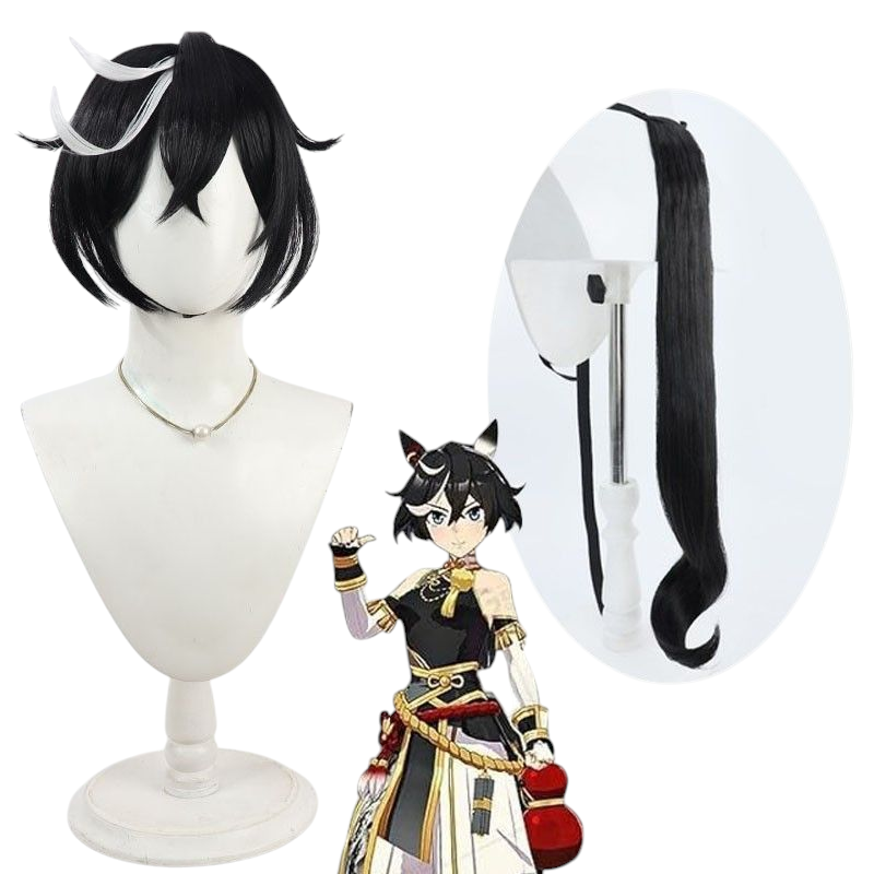 Dark Slate Gray Uma Musume Kongo Palace Cosplay Wig - Black Scalp for Masterpiece