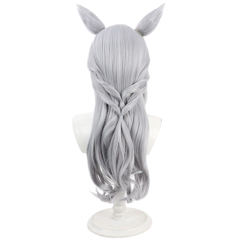 Light Gray Uma Musume Gold Ship Swim Cosplay Wig - Loose Hair for Beach Look