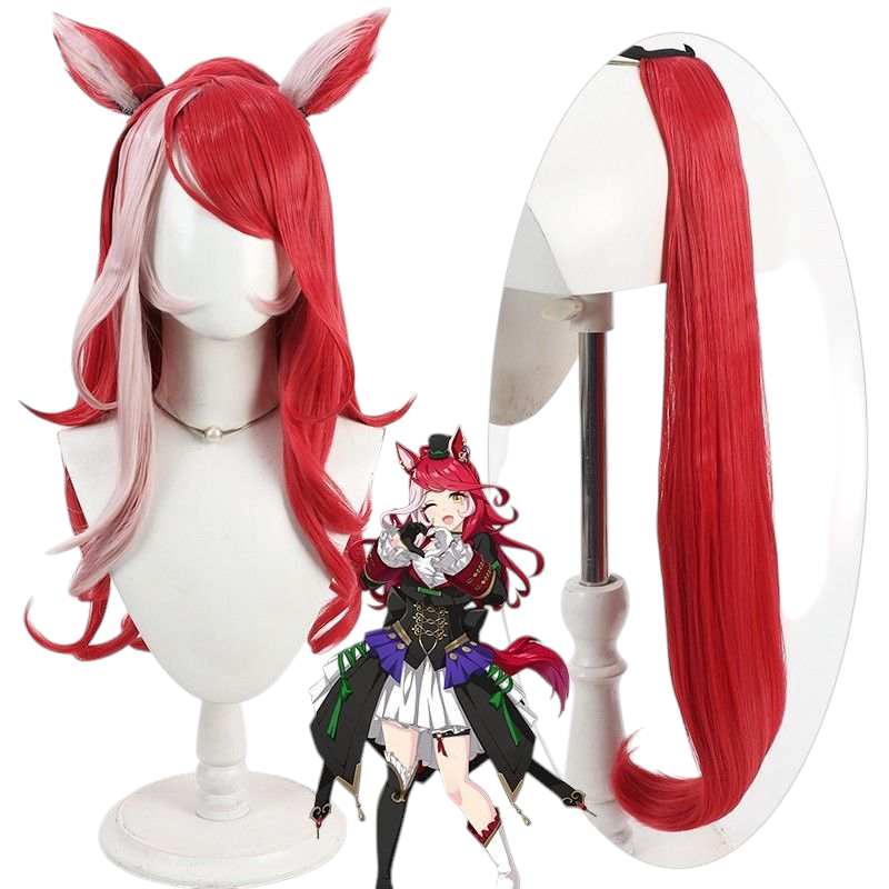 Light Gray Uma Musume Daisuki Cosplay Wig - Scalp with Same Color Ears and Tail