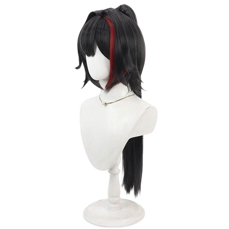 NIKKE Bay Cosplay Wig - Scalp with Split Ponytail and Red Highlights
