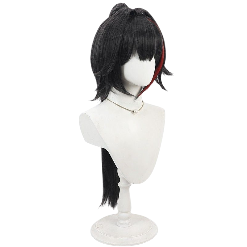 NIKKE Bay Cosplay Wig - Scalp with Split Ponytail and Red Highlights