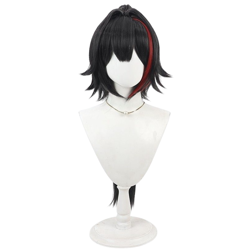 NIKKE Bay Cosplay Wig - Scalp with Split Ponytail and Red Highlights