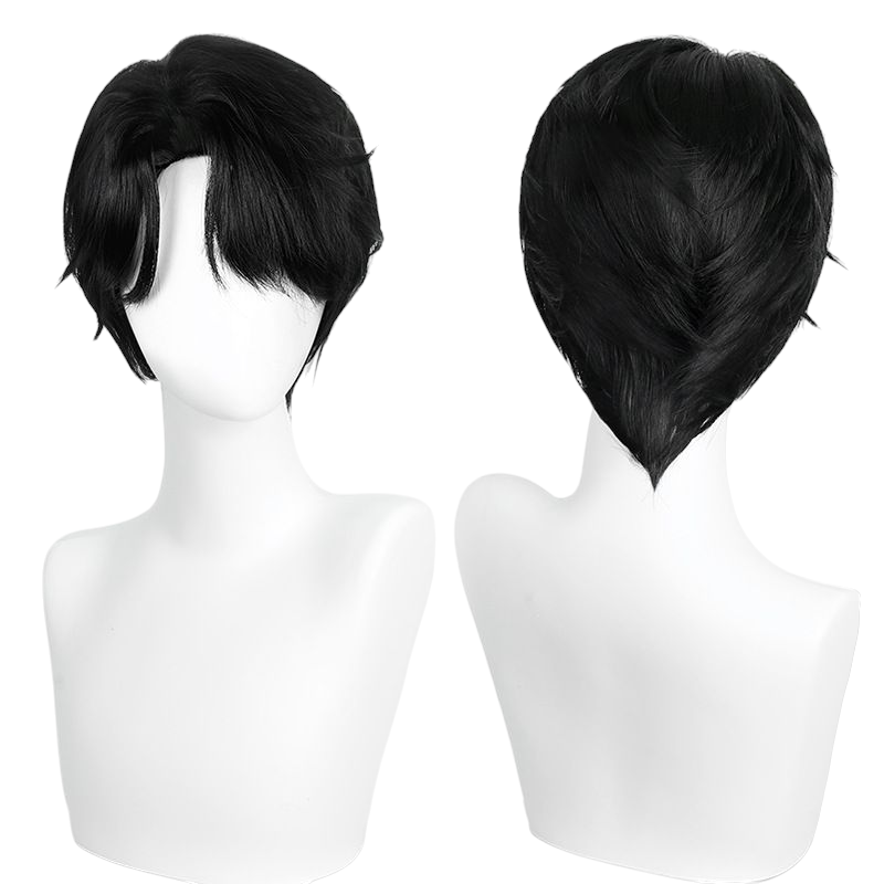 Lavender SKPOP Huntress Jinu Qin Yu Cosplay Wig - Black Short Hair for Rebel Leader