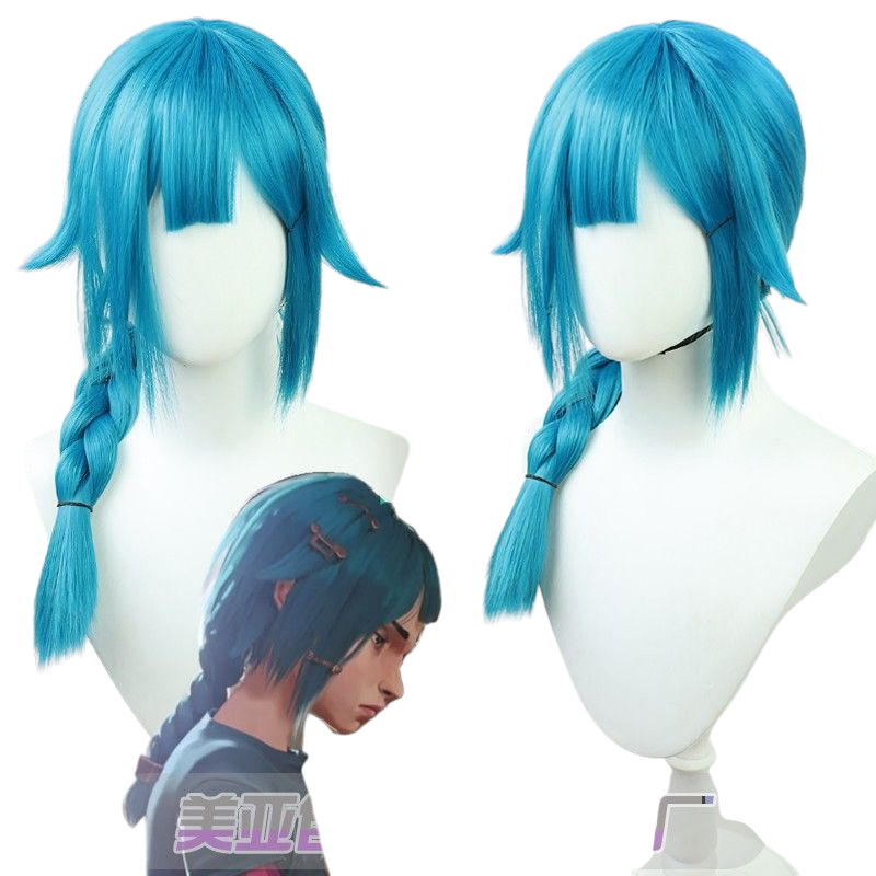 Arcane Young Jinx Cosplay Wig - Thick Braids with Scalp for Powder