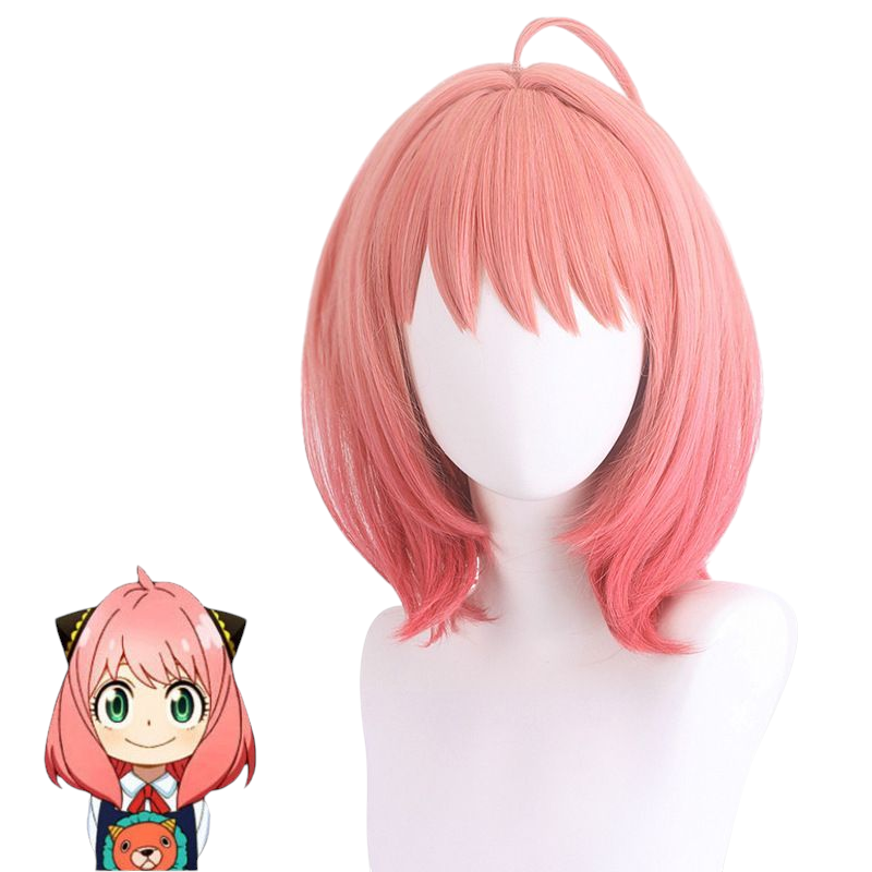 Anya Forger Pink Bob Wig with Horns - Spy x Family Cosplay