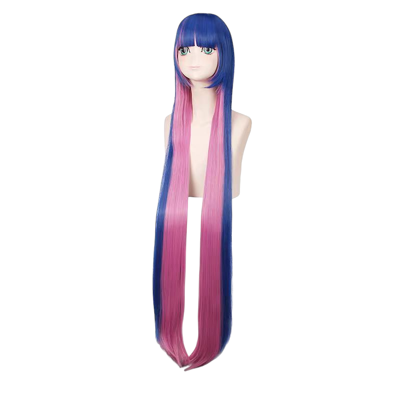Rosy Brown Stocking Anarchy Panty & Stocking Blue Pink Long Cosplay Wig (120cm)