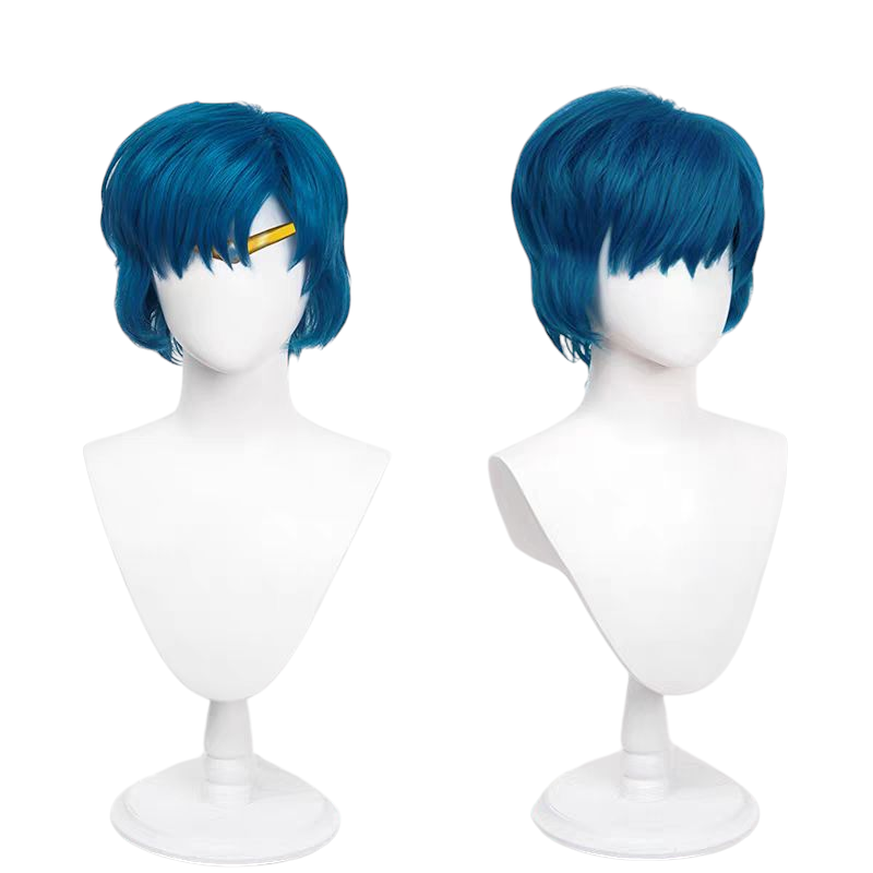White Smoke Sailor Moon Sailor Mercury Ami Mizuno Blue Short Cosplay Wig (Styled Top) Sailor Moon
