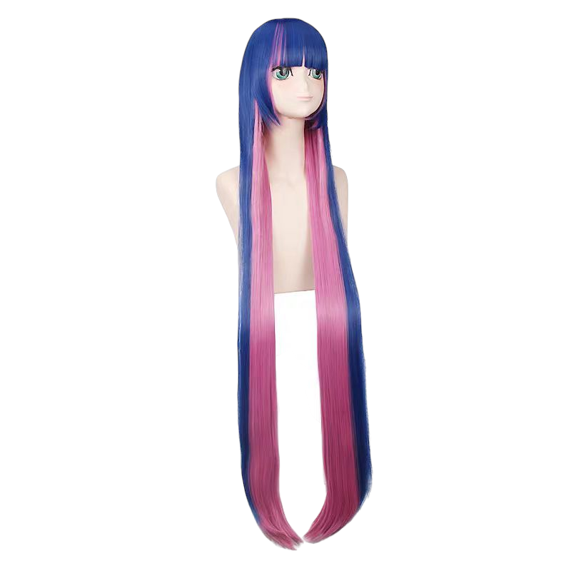 Rosy Brown Stocking Anarchy Panty & Stocking Blue Pink Long Cosplay Wig (120cm)