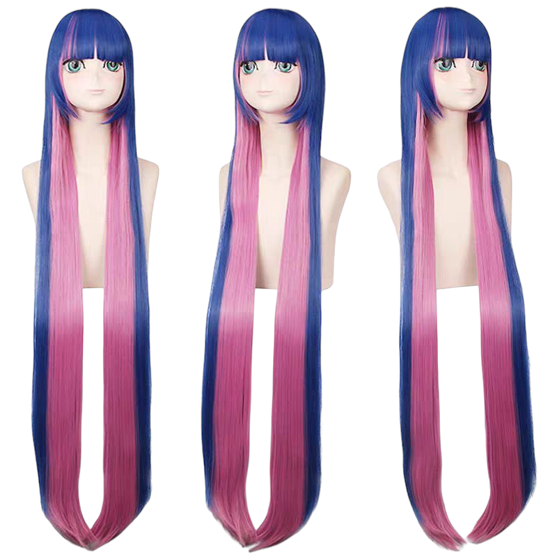 Rosy Brown Stocking Anarchy Panty & Stocking Blue Pink Long Cosplay Wig (120cm)