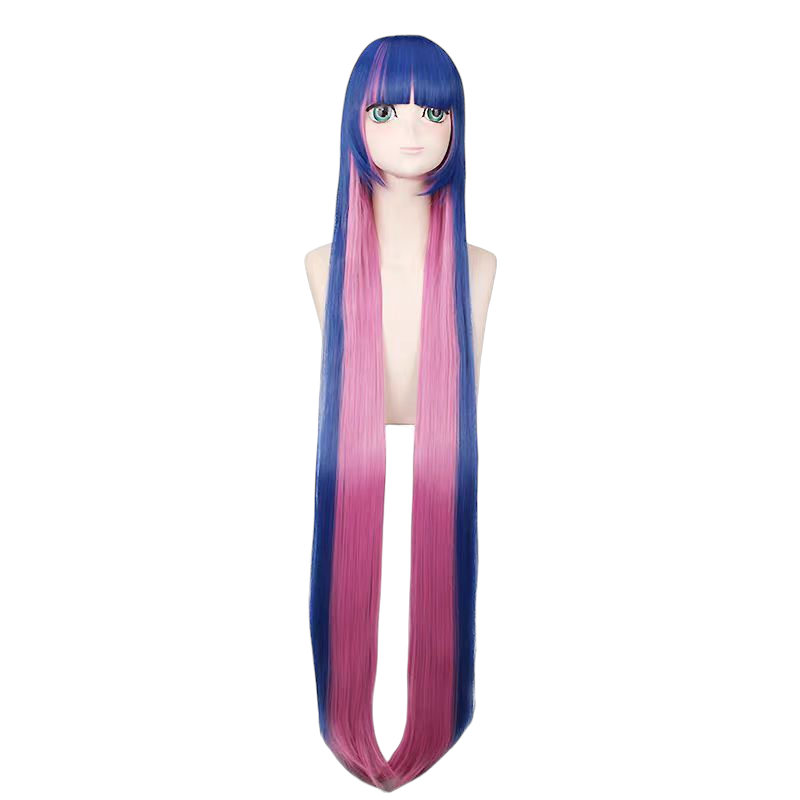 Rosy Brown Stocking Anarchy Panty & Stocking Blue Pink Long Cosplay Wig (120cm)