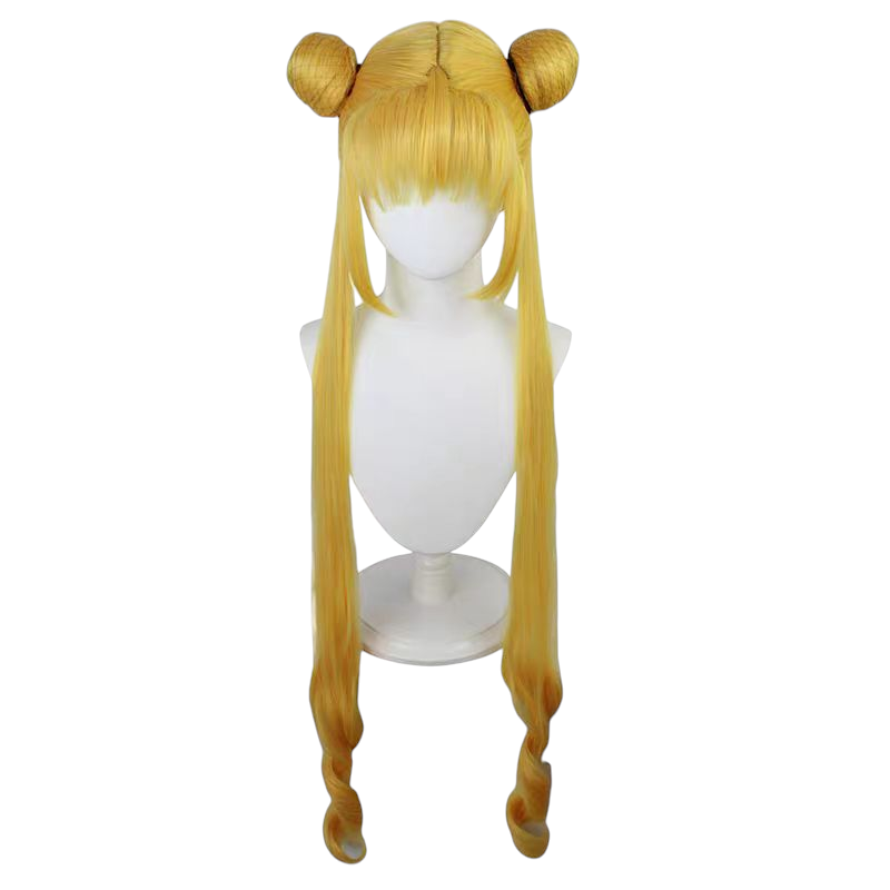 Dark Khaki Sailor Moon Usagi Premium High-Temp Silk Odango Bun Wig Set