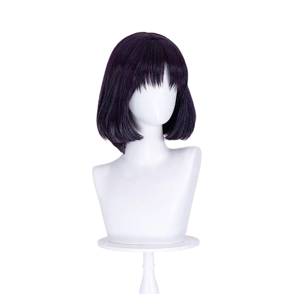 Lavender Sailor Moon Sailor Saturn Hotaru Tomoe Purple Black Bob Cosplay Wig (35cm Skin Top) Sailor Moon