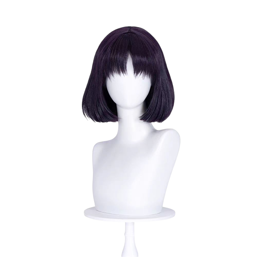 Lavender Sailor Moon Sailor Saturn Hotaru Tomoe Purple Black Bob Cosplay Wig (35cm Skin Top) Sailor Moon
