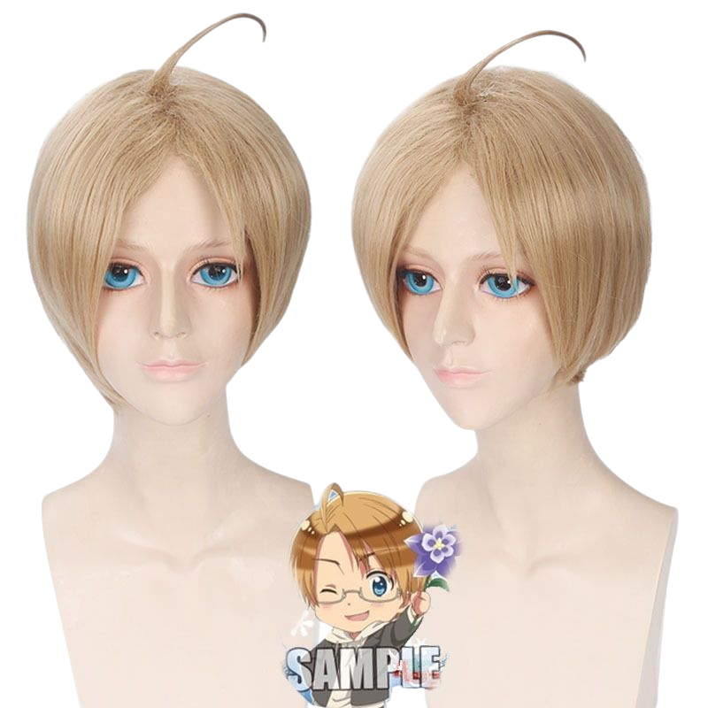 Light Gray Hetalia APH Alfred F. Jones (America) Blonde Cosplay Wig with Ahoge