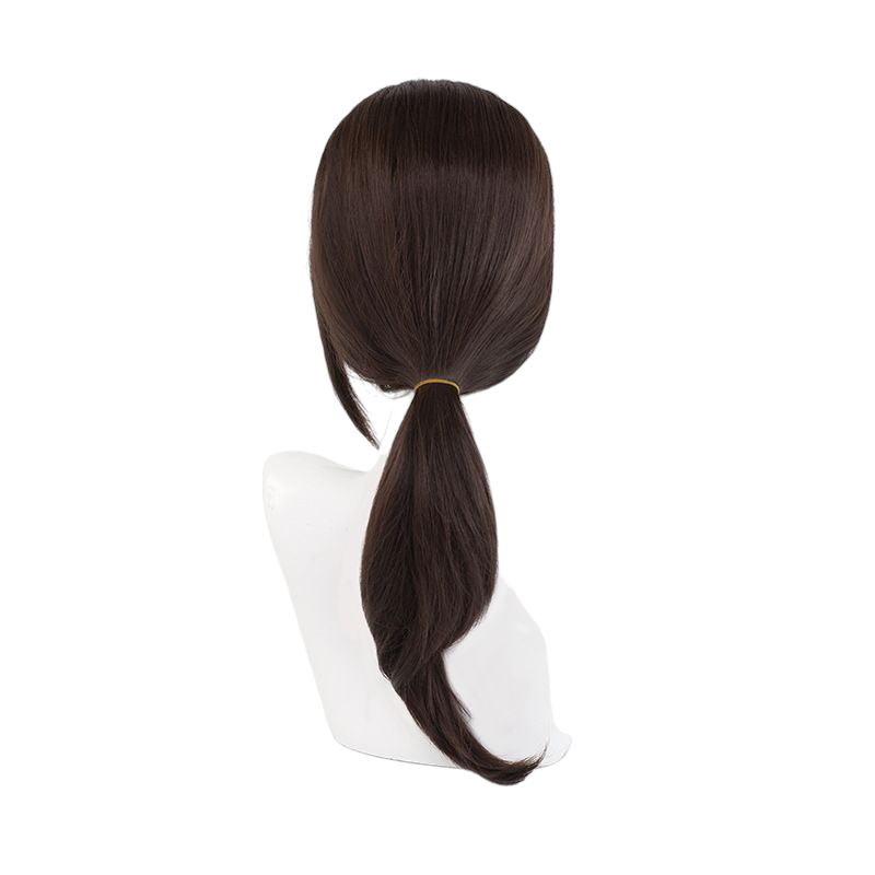 Lavender Hetalia APH Yao Wang (China) Dark Brown Cosplay Wig with Ponytail