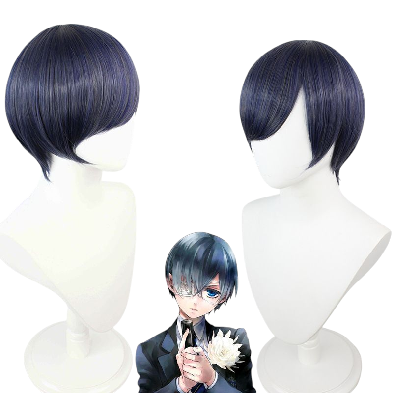 Lavender Black Butler Ciel Phantomhive Cosplay Wig - Blue Gray Mix Short Hair